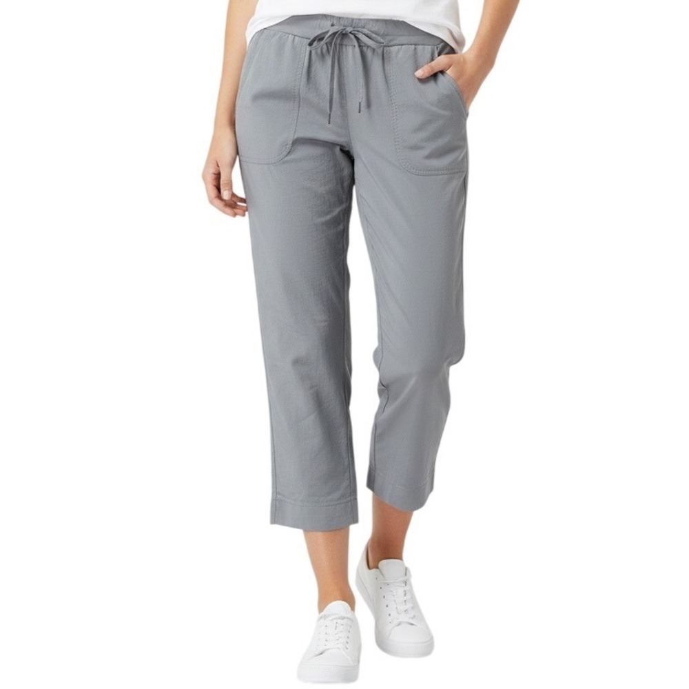 ST JOHN'S BAY Womens Capri Pants Gray Elastic Waist Drawstring Pockets Size‎ S